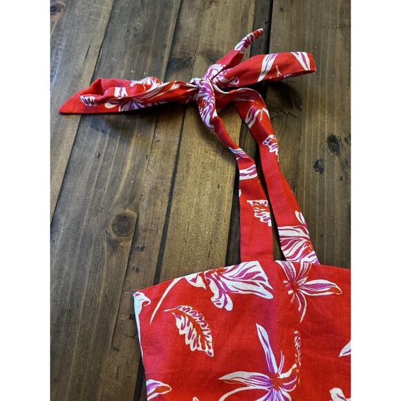 Joie Cropped Linen Tank Floral Tropical Size 10 Tie Straps Summer Beach Resort - Picture 2 of 15